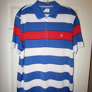 IZOD Golf XL Polo Blue White Red Stripes Mens Polo
